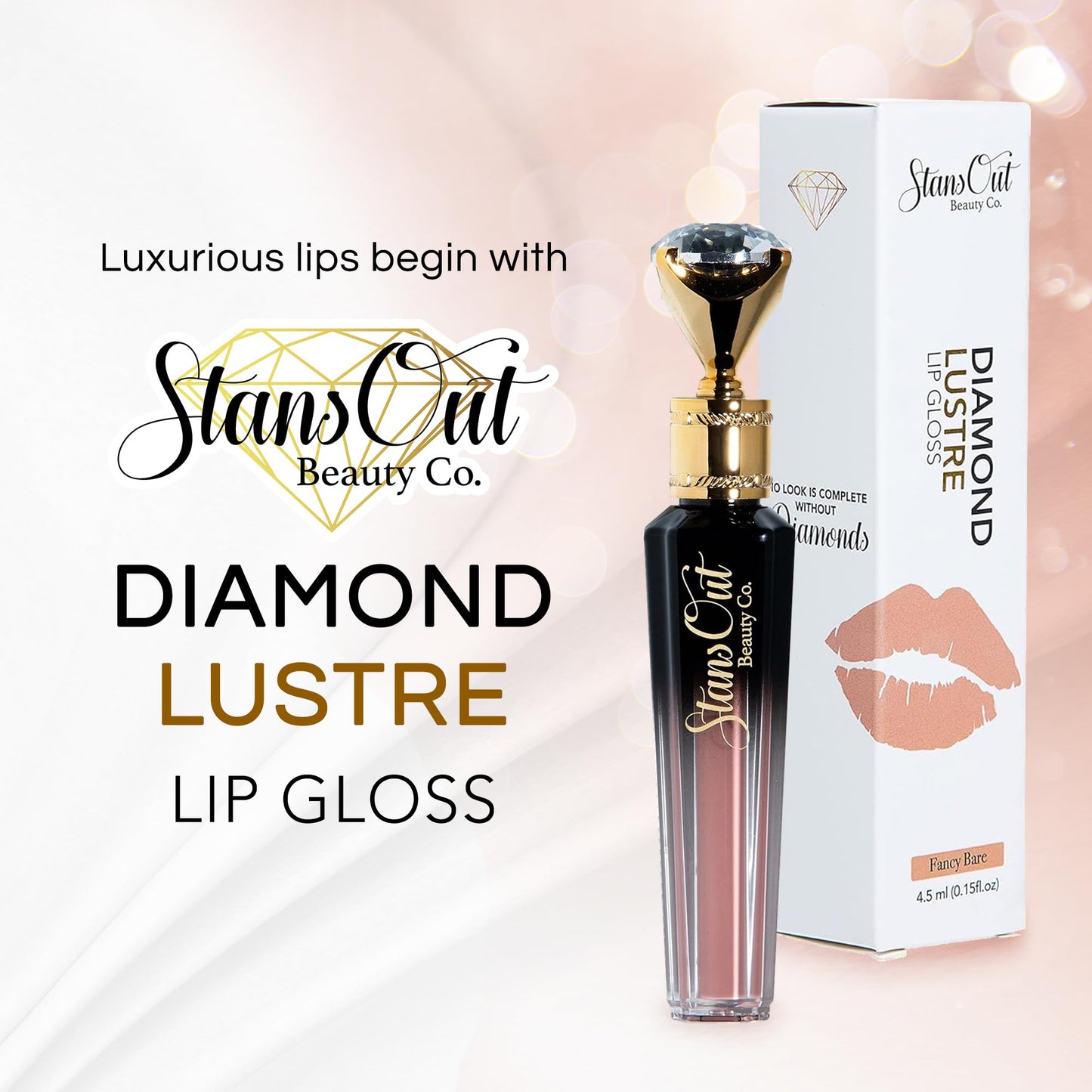 StansOut Beauty Diamond Lustre Fancy Light Hydrating Lip Gloss | Cute Nude Moisturizing Butter-Smooth Colors | Shades for Naturally Plump & Pout, Beauty & Personal Care StansOut Beauty Company