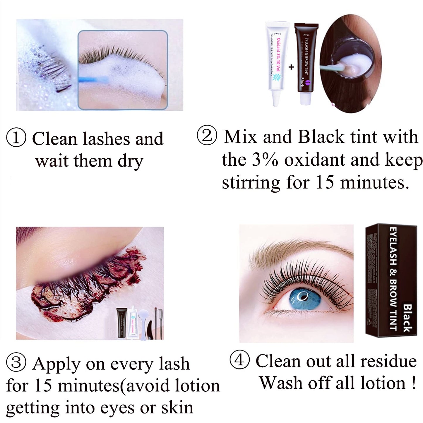 Black Lash T-i-n-t Kit, Keratin Black Eyelash D-y-e and Eyebrow T-i n t, 6 Week Voluminous Brow T-int, T-inting Look For Lash Perm/Lift/Lamination Beauty & Personal Care Libeauty