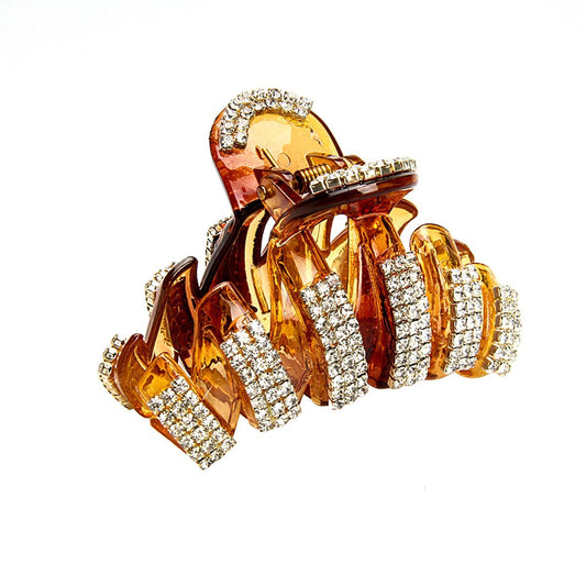 Exquisite Acrylic Rhinestones Large Fancy Hair Claw Clip - Women Lady Girls Elegant Crystal Jaw Clips Hairpin for Thick Hair (Brown) Beauty & Personal Care Numblartd