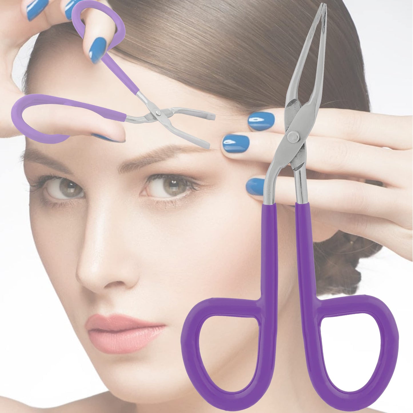 MuskalMed Professional Scissor Handle Tweezers Stainless Steel Shape Tool 'Eyebrow Nose Hair Clip Tweezer Remover for Lady Women (Purple Pvc Handle) Beauty and Personal Care MuskalMed