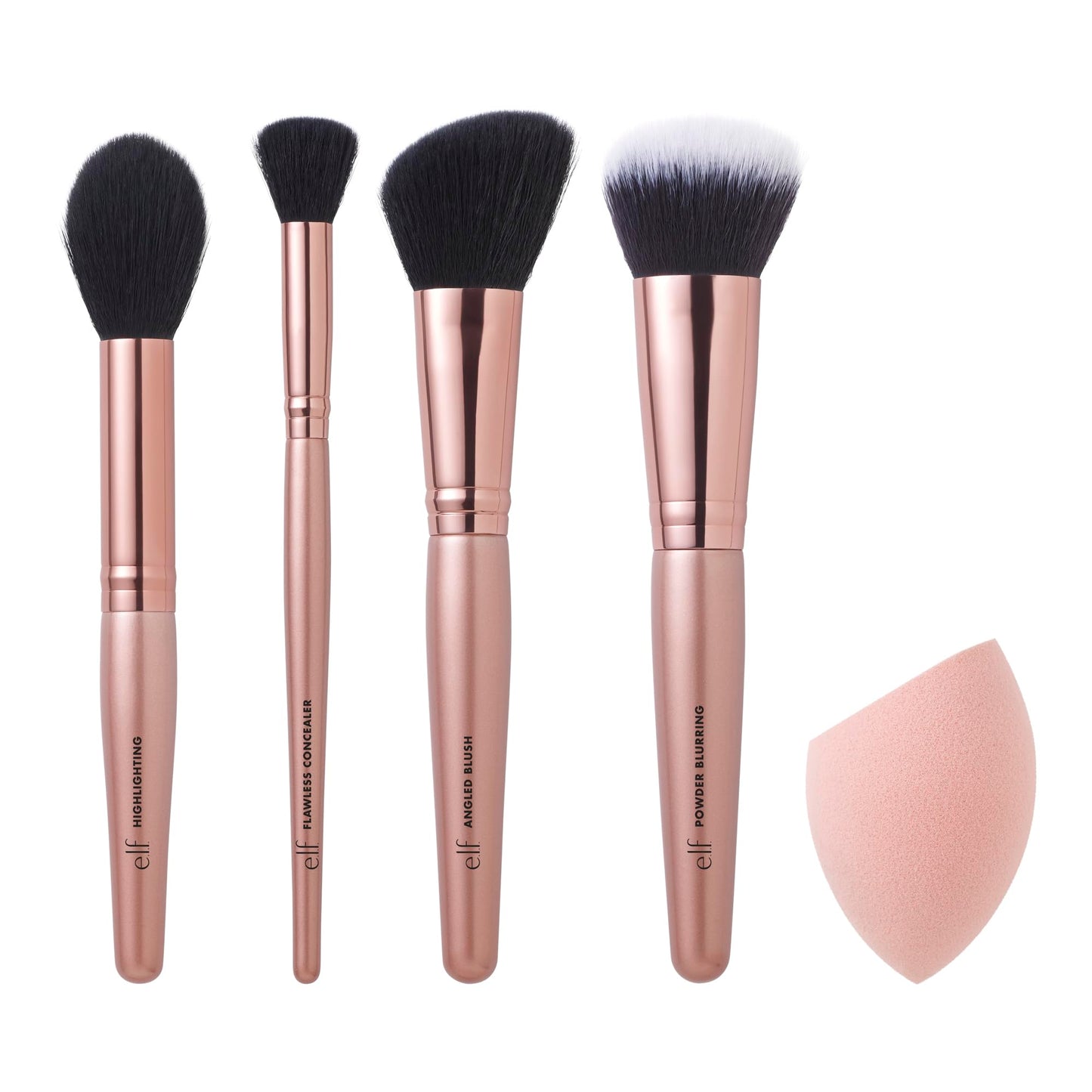 e.l.f. Complexion Essentials Brush & Sponge Set, Concealer, Powder, Blush & Highlighter Brushes & Total Face Sponge, Vegan Beauty & Personal Care e.l.f.