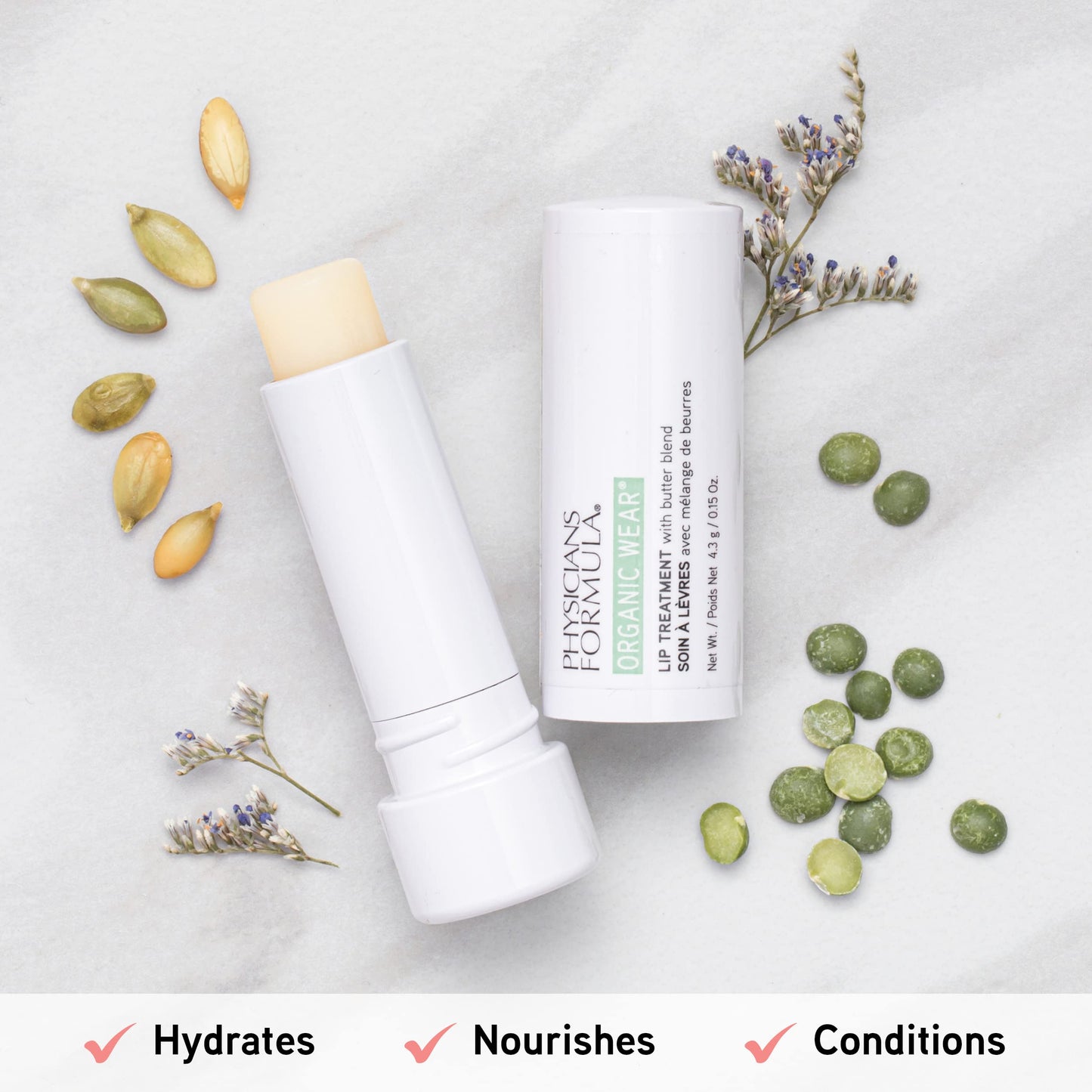 Physicians Formula Organic Wear Lip Balm Treatment, Ultra-Nourishing Shea Butter & Coconut Oil Infused, Hydrating & Conditioning for Smooth, Supple Beauty & Personal Care Physicians Formula