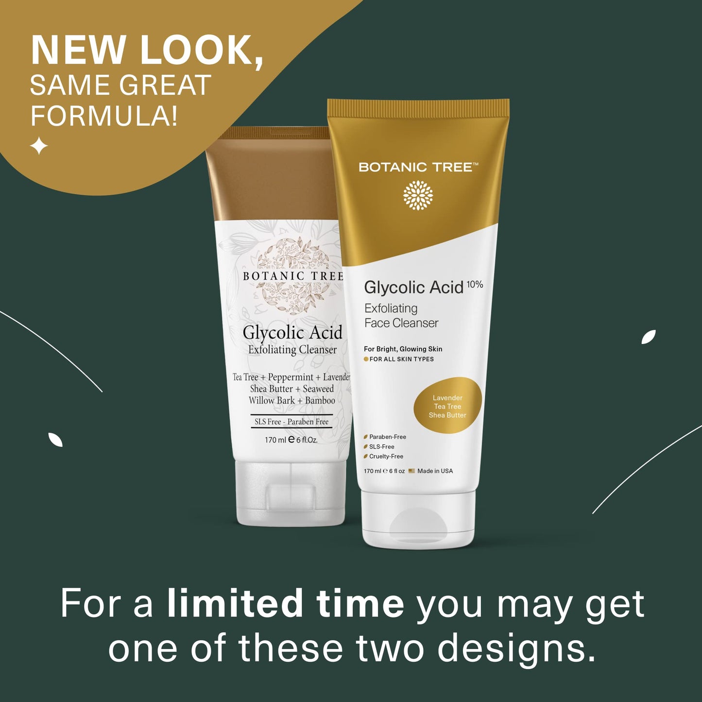 Botanic Tree Glycolic Acid Face Wash - Facial Cleanser and Scrub - 10% Glycolic Acid, AHA - Salicylic Cleanser - 6 fl. oz Beauty and Personal Care Botanic Tree