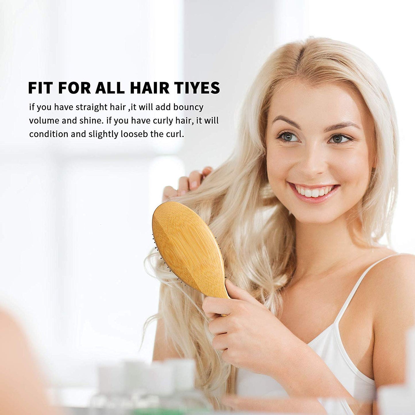 WeTest Upgraded Natural Boar Bristle Hair Brush - Wooden Bamboo Hair Brush for Thick Hair & Anti Static Detangling Reducing Hair Breakage(2 Pack) Beauty & Personal Care WeTest