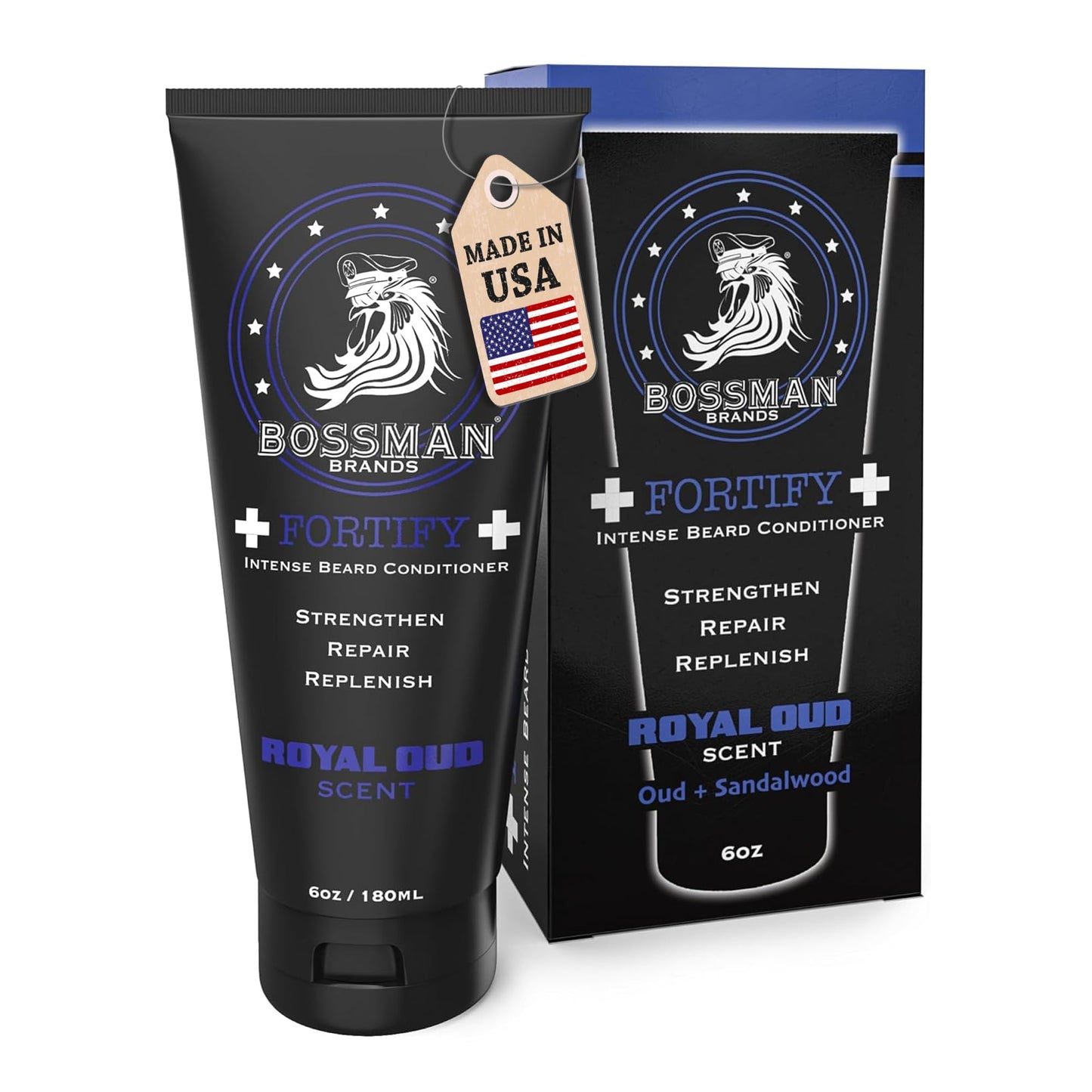 Bossman Fortify Intense Beard Conditioner for Men (Royal Oud Scent) - Moisturizes, Replenishes & Protects with Natural Ingredients - Thicker Formula Beauty & Personal Care Bossman