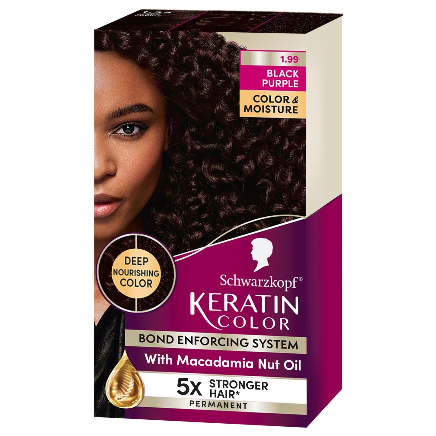 Schwarzkopf Keratin Color Permanent Hair Color, 1.99 Black Purple, 1 Application - Professionally Inspired Permanent Hair Dye, for up to 80% Less Beauty & Personal Care Schwarzkopf