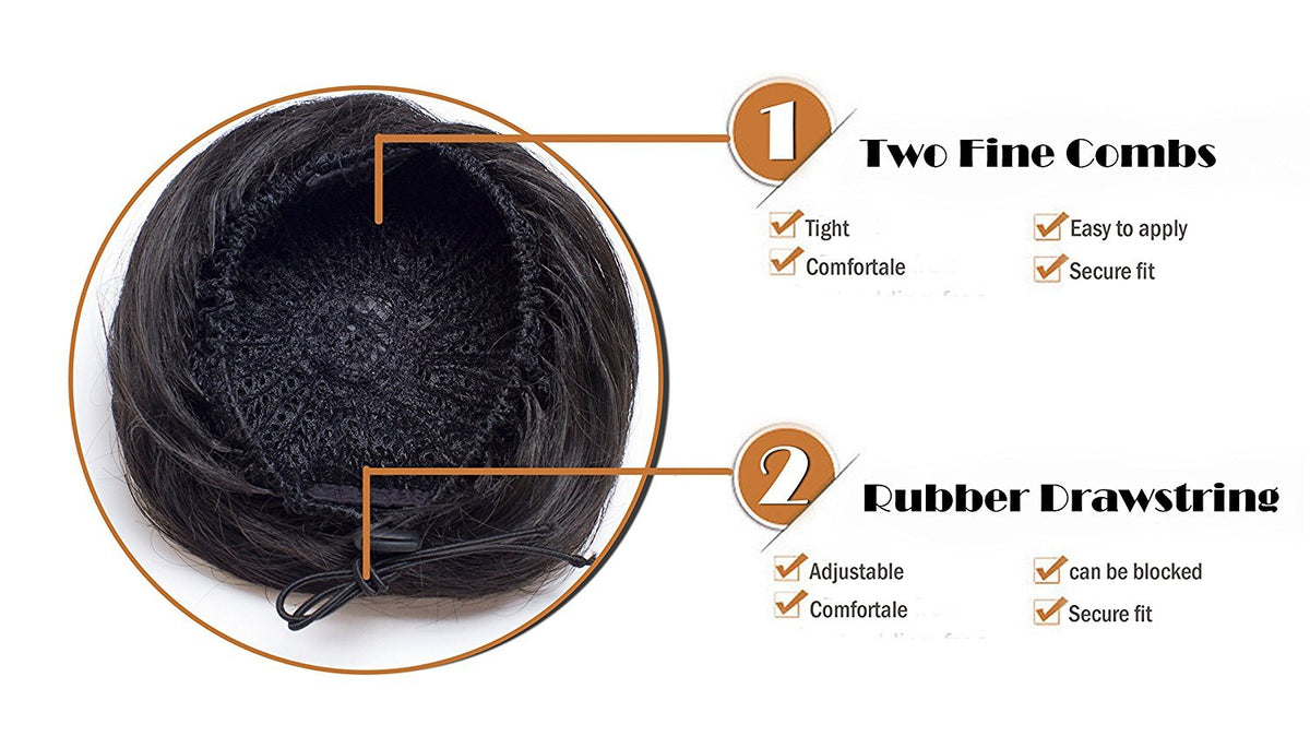 Onedor Synthetic Fiber Hair Extension Chignon Donut Bun Wig Hairpiece (2# - Darkest Brown)