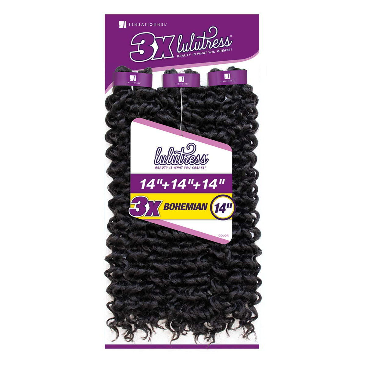 Sensationnel Lulutress Crochet Braiding Hair-3X Bohemian 14in,2 DARKBROWN