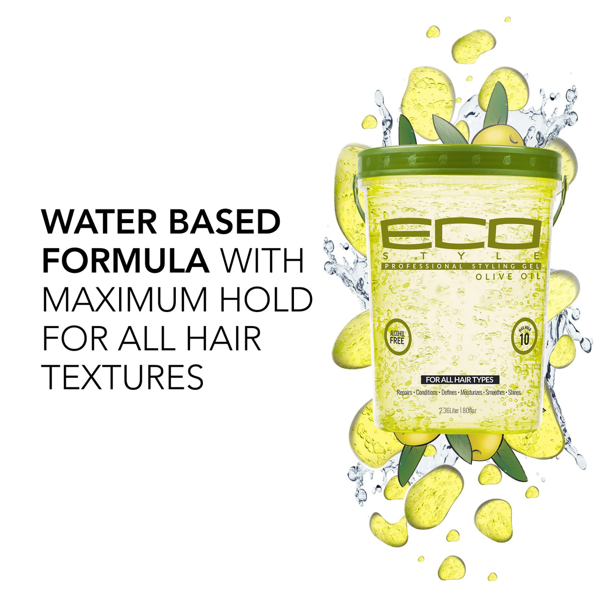 Eco Style Gel Olive Oil Styling Gel - Adds Shine and Tames Split Ends - Delivers Moisture to the Scalp - Nourishes And Repairs - Provides Weightless Beauty & Personal Care Eco Style