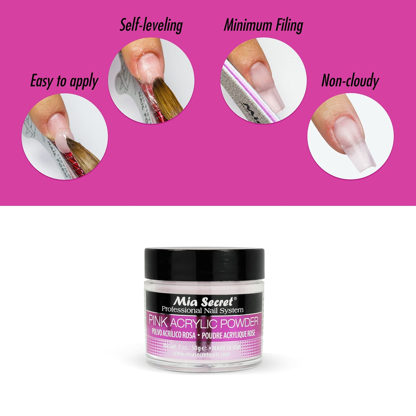 Mia Secret Professional Acrylic Nail System Pink Acrylic Powder 1 OZ Beauty & Personal Care Mia