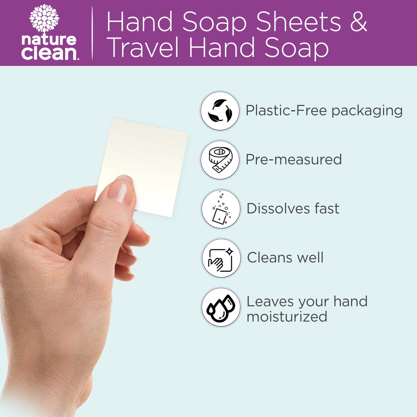 Nature Clean travel hand soap sheets for traveling - non-toxic, hypoallergenic, mini biodegradable paper soap sheets for travel, dissolvable portable Beauty & Personal Care Nature Clean