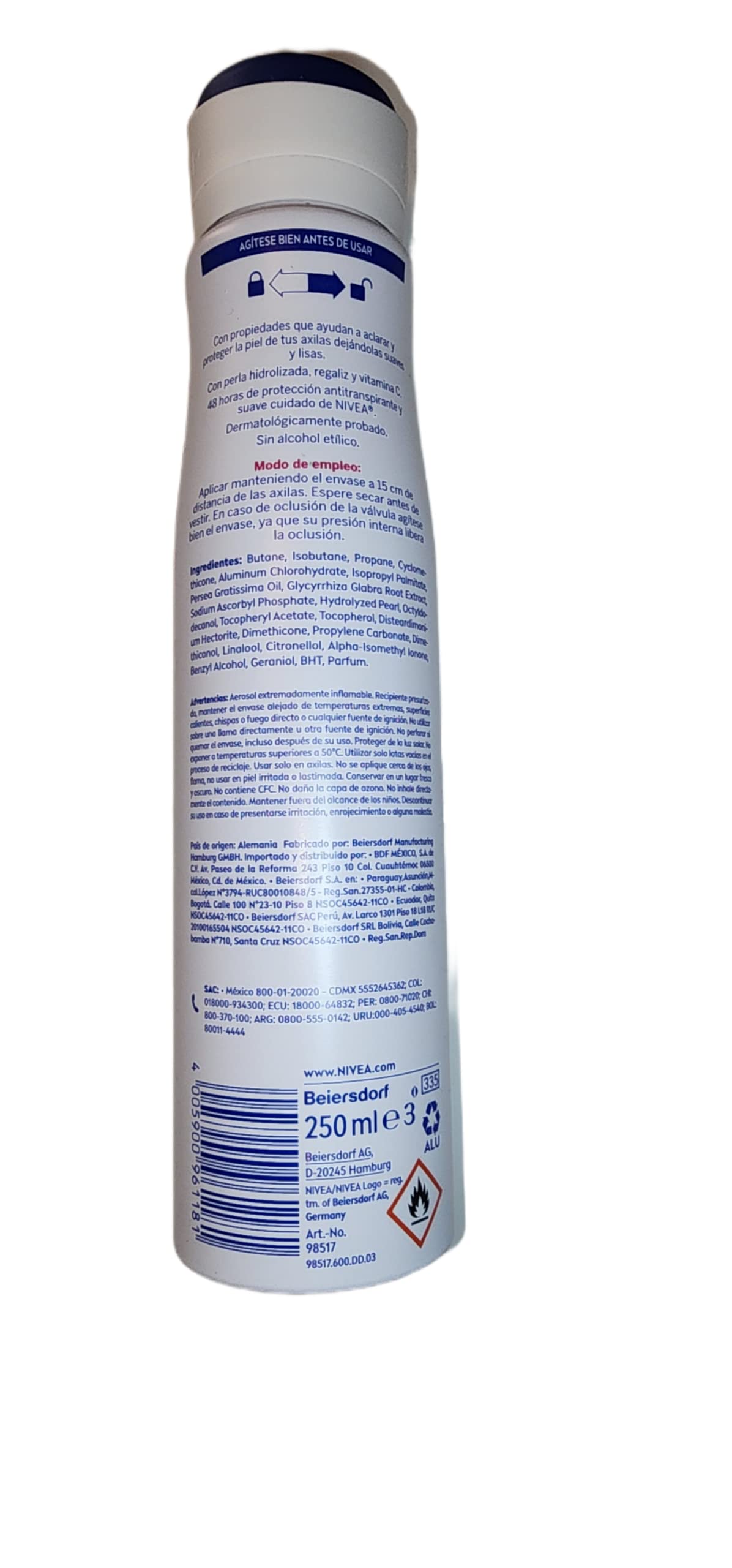 Nivea Aclarado Natural Aerosol Whitening Deodorant 3 Bottles,1 Fl Oz Beauty and Personal Care NIVEA