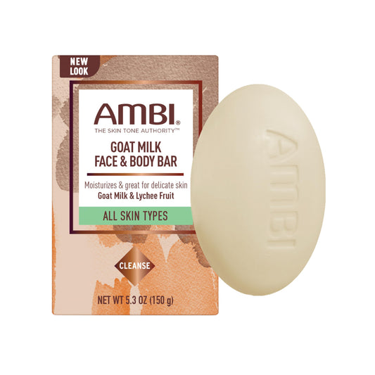 AMBI Goat Milk Face & Body Bar, Moisturizing Formula for All Skin Types, Gentle Enough for Delicate Skin, Fragrance-Free, Hypoallergenic Beauty & Personal Care Ambi