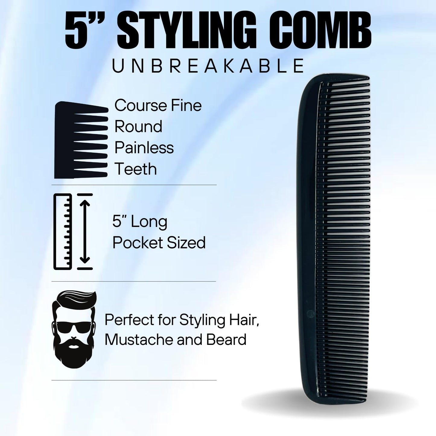 G.B.S 3 Mustache Wax Set - Sandalwood, Sweet Tobacco & Unscented - Includes Pocket Mustache Comb & Unbreakable 5-in Fine & Coarse Comb - Strong Hold Beauty and Personal Care G.B.S