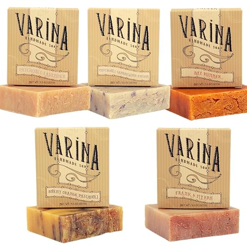 Patchouli Soap Variety - 5 Pack - Gentle Cleansing for Sensitive Skin, Earthy Scents - Varina Handmade Soap Beauty & Personal Care Varina