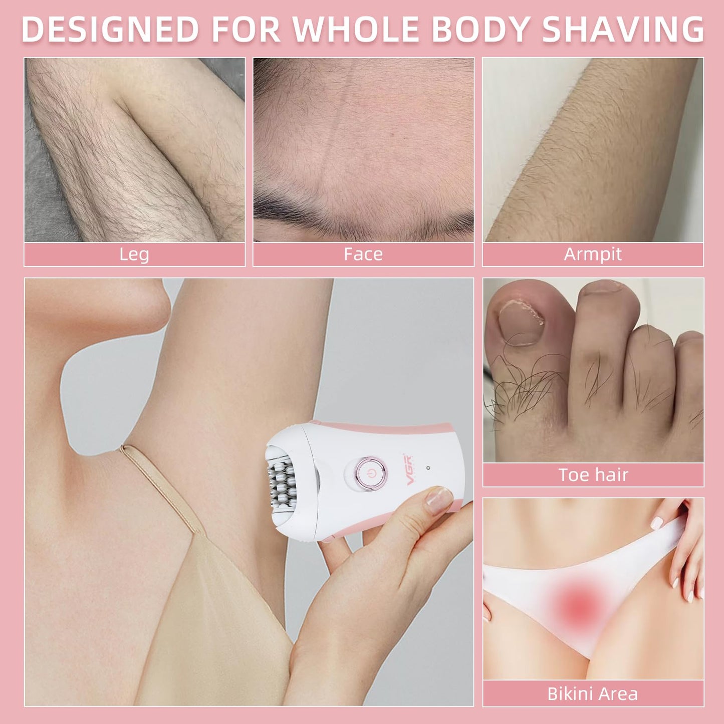 Glabrouse Skin Smooth Glide Epilator for Women,Facial Epilator for Women,Cordless Face Hair Remover with Light,Hair Rmoval for Face Bikini Legs, Body Beauty and Personal Care FabMay Beauty