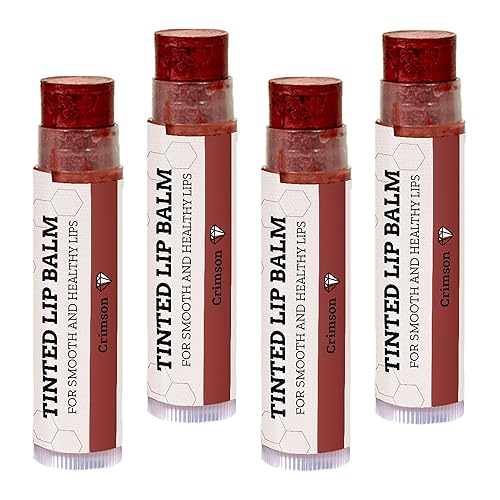 Earth's Daughter Tinted Lip Balm Crimson Color 4-pack, Beeswax, Coconut Oil, Cocoa Butter, Vitamin E, Moisturize and Beautify - Paraben Free Beauty & Personal Care Earth's Daughter