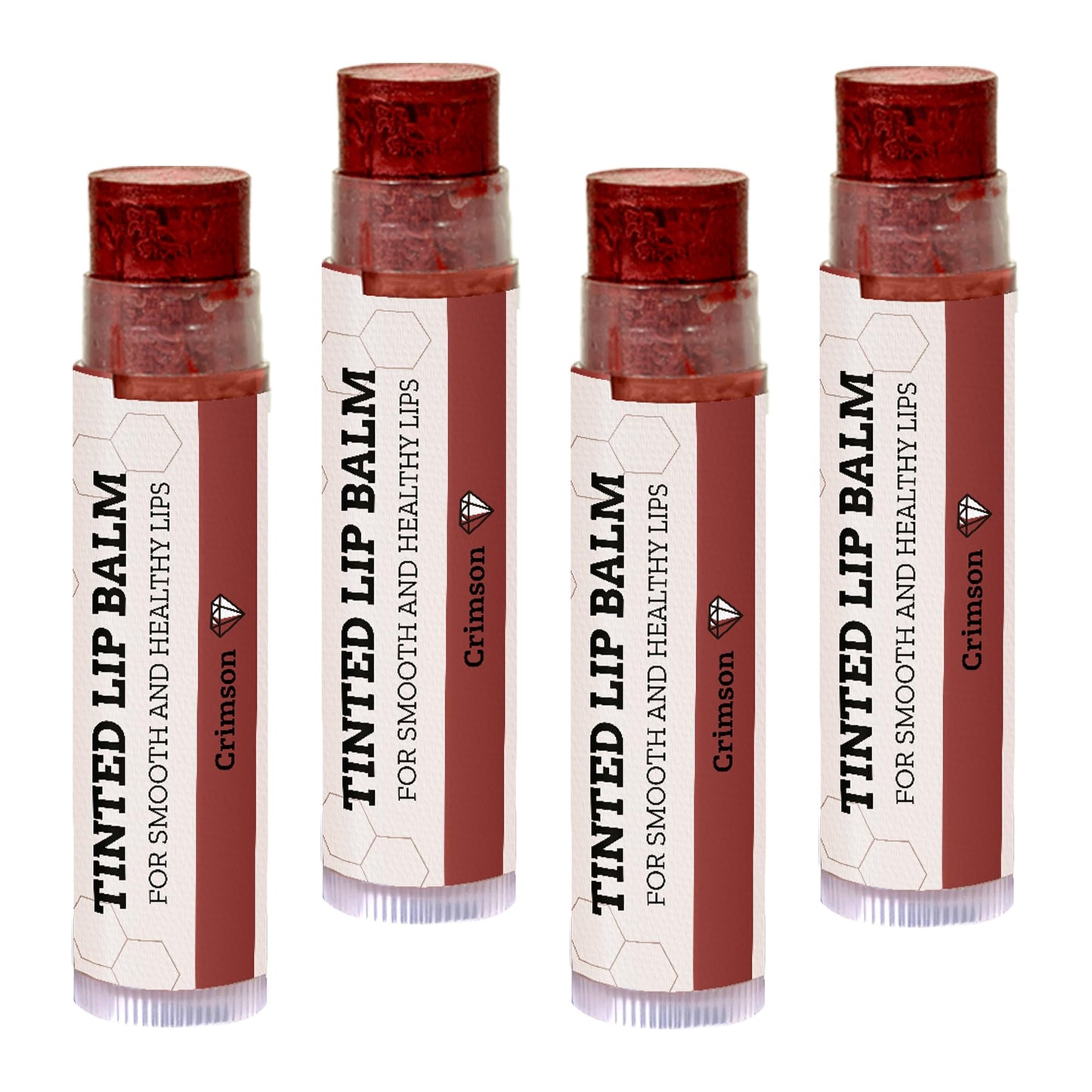 Earth's Daughter Tinted Lip Balm Crimson Color 4-pack, Beeswax, Coconut Oil, Cocoa Butter, Vitamin E, Moisturize and Beautify - Paraben Free Beauty & Personal Care Earth's Daughter