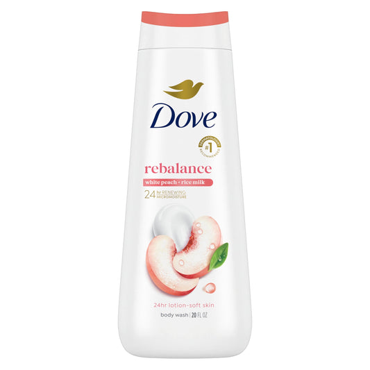 Dove Body Wash Rebalance White Peach & Rice Milk For 24hr Lotion-Soft Skin Moisturizing Skin Cleanser with No Sulfates No Parabens 20 oz Beauty & Personal Care Dove