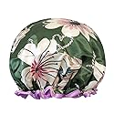 allydrew Wild Side Reusable Women's Waterproof Shower Caps for Long Hair, Lilies Green Beauty & Personal Care allydrew
