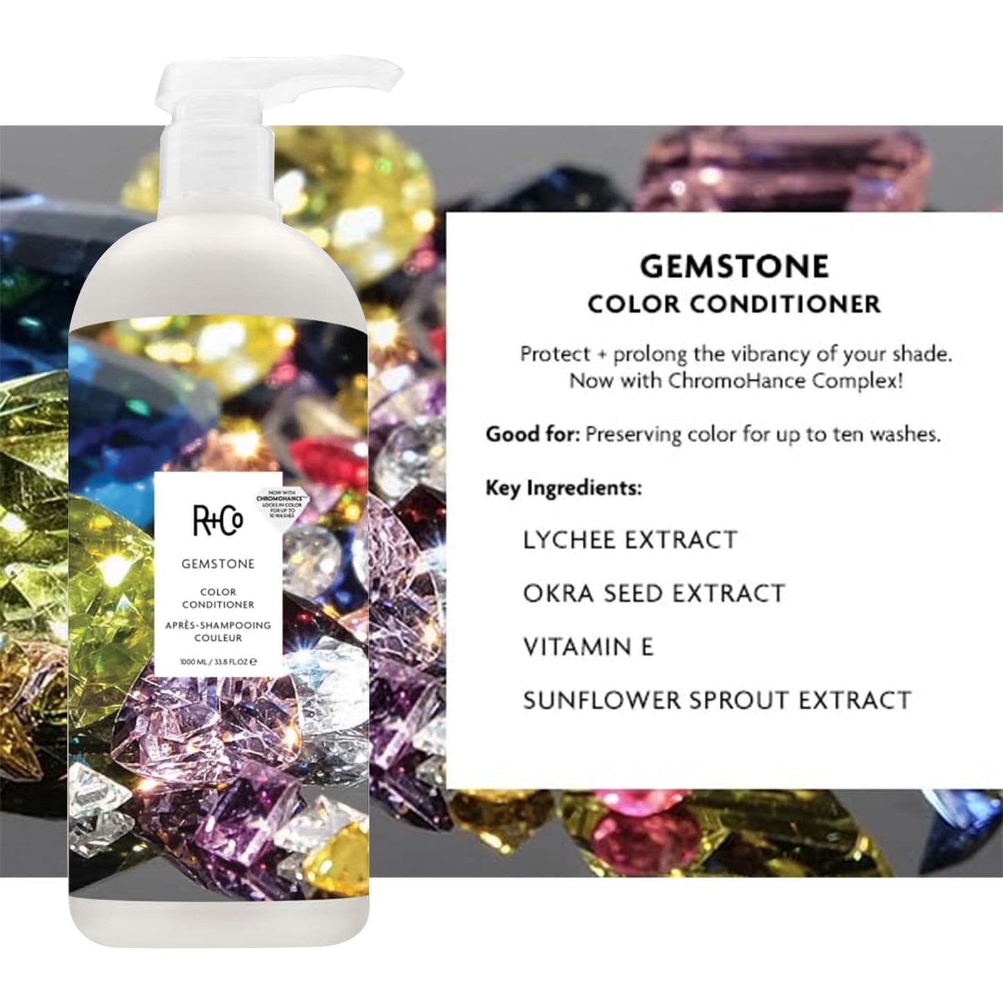 R+Co Gemstone Color Shampoo and Conditioner Liter Set - Color Protection for Vibrant, Fade-Resistant Hair - Hydration, Shine & Sealed Split Ends Beauty & Personal Care R+Co