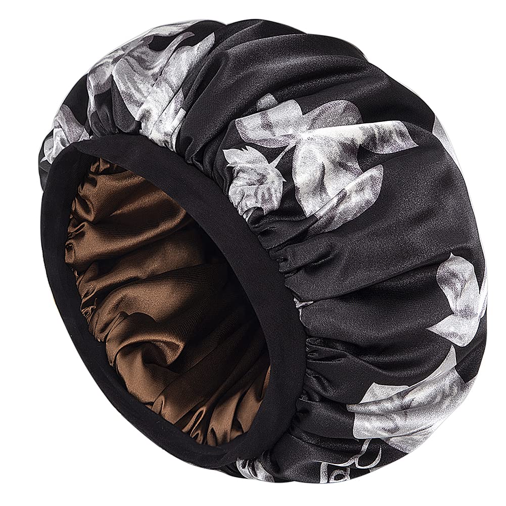 Long Hair Sleeping Head Wrap Fashionable Sleeping Cap Girls Silky Satin Bonnet Leaves Beauty and Personal Care Alnorm
