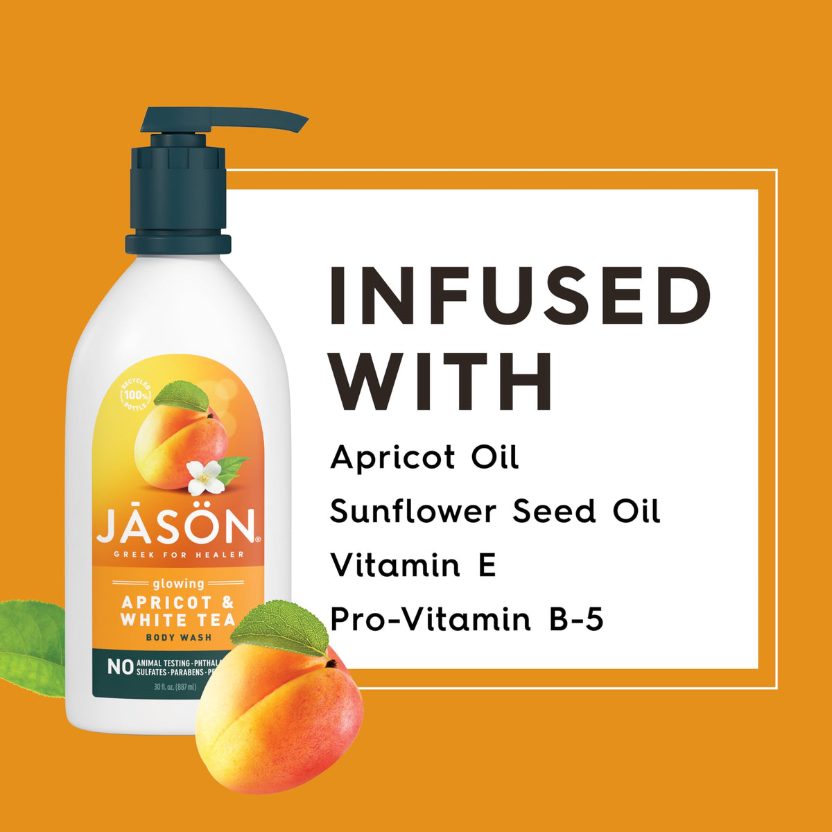 JASON Apricot and White Tea Glowing Body Wash, For a Gentle Feeling Clean, 30 Fluid Ounces Beauty & Personal Care JASON