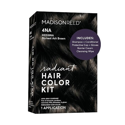 Madison Reed Radiant Hair Color Kit - 4NA Darkest Ash Brown with Cool Smoky Undertones (Messina Brown), Permanent Hair Dye, Superior Gray Coverage Beauty & Personal Care Madison Reed