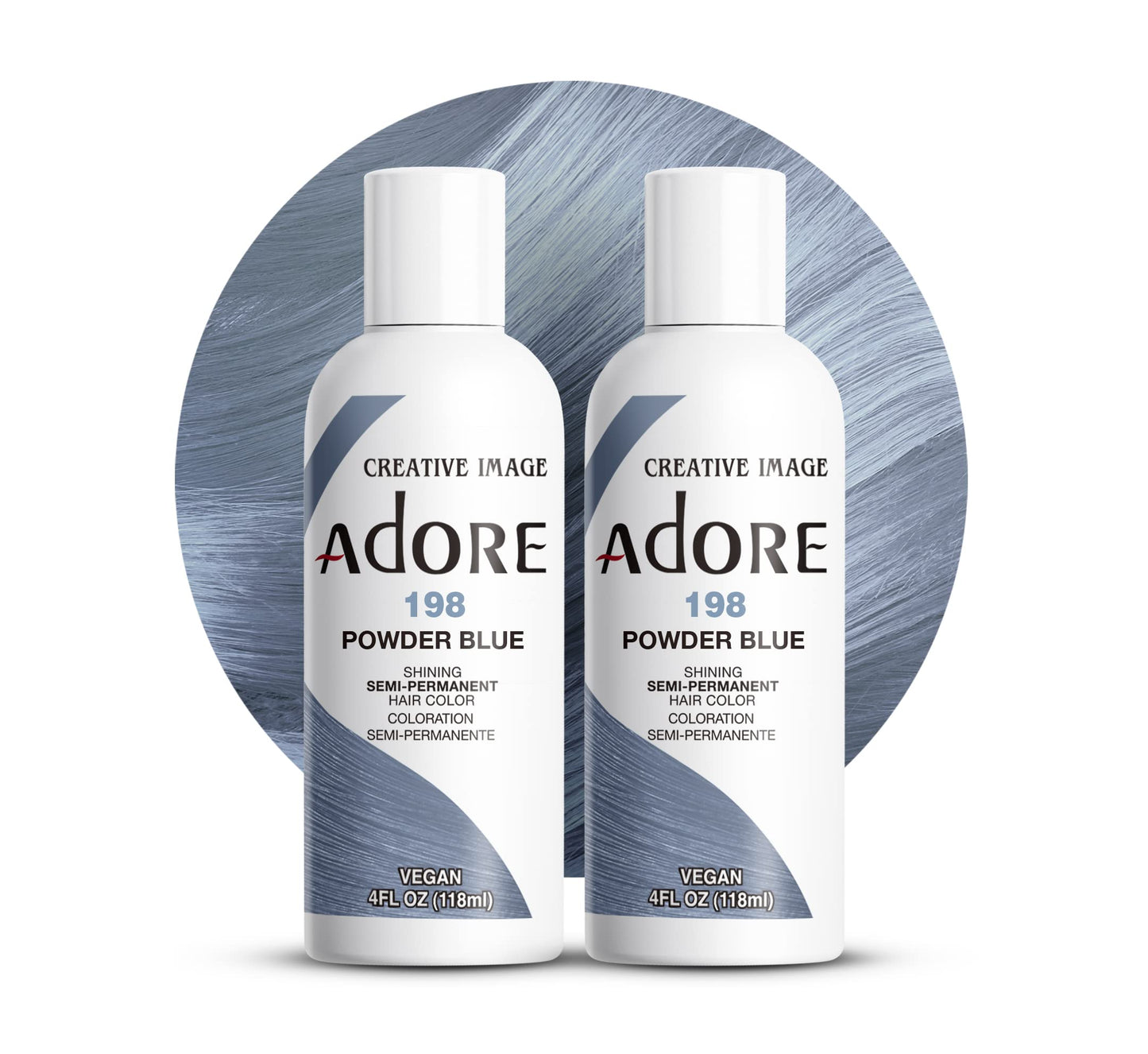 Adore Semi Permanent Hair Color (198 Powder Blue) (2 Pack) | Vegan & Cruelty-Free Blue Hair Dye | No Ammonia, No Peroxide, No Alcohol | 4 Fl Oz Beauty & Personal Care Adore