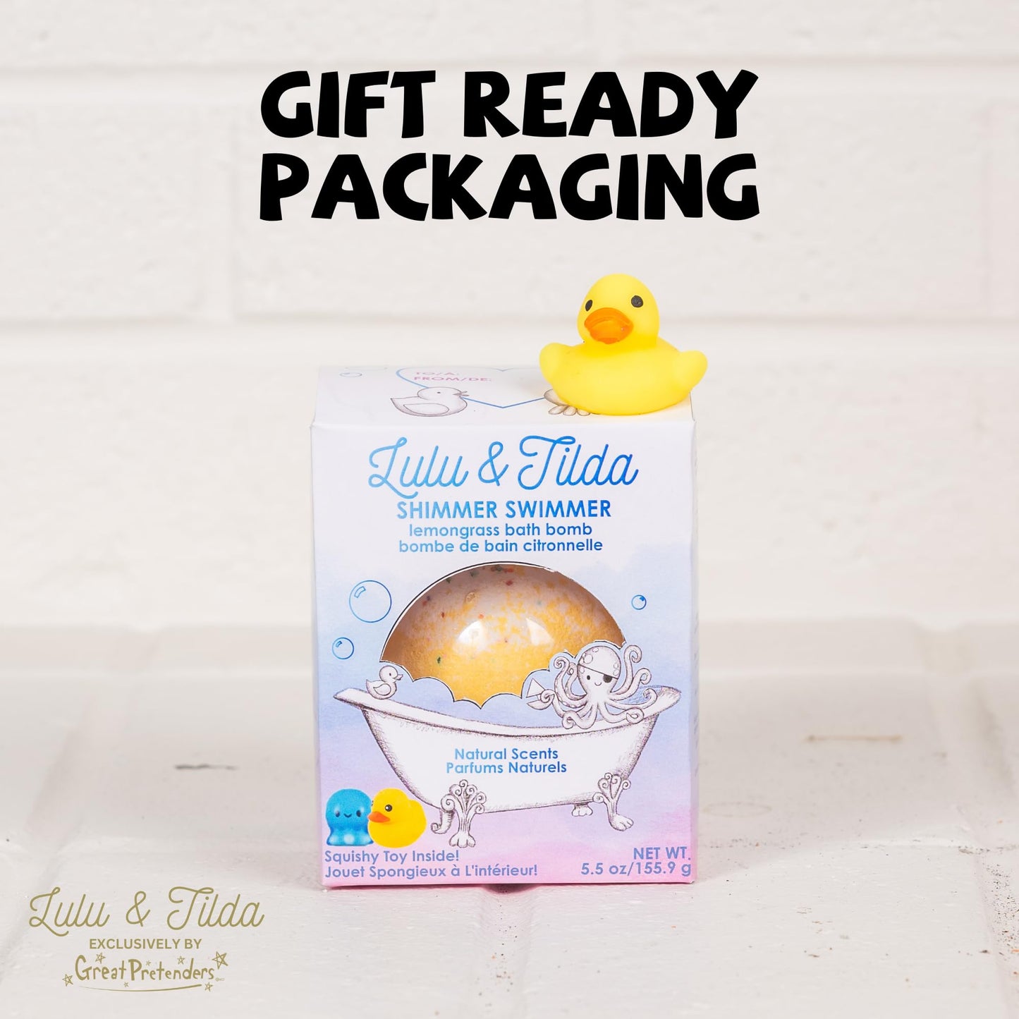 Great Pretenders Boxed Bath Bomb for Kids, 5.5 oz with Surprise squishie Inside (Swimmer Shimmer - Lemongrass) Beauty and Personal Care Great Pretenders