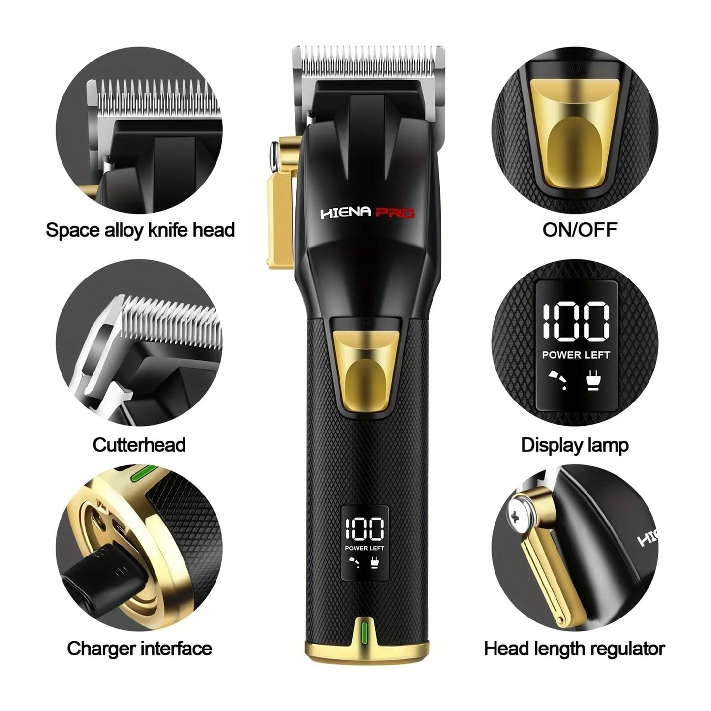 EWKYLSEM Razors Professional Hair Clipper Set for Men, Rechargeable Hair Trimmer with LCD Digital Display, Electric Clipper, Black and Gold Beauty and Personal Care EWKYLSEM