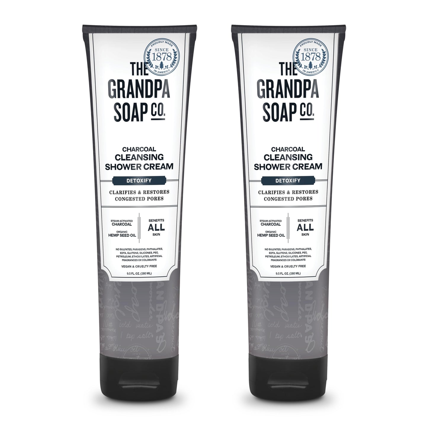 The Grandpa Soap Company Charcoal Cleansing Shower Cream - Clarifies & Restores Congested Pores, With Activated Charcoal & Hemp Seed Oil, Detoxifies Beauty & Personal Care The Grandpa Soap Company