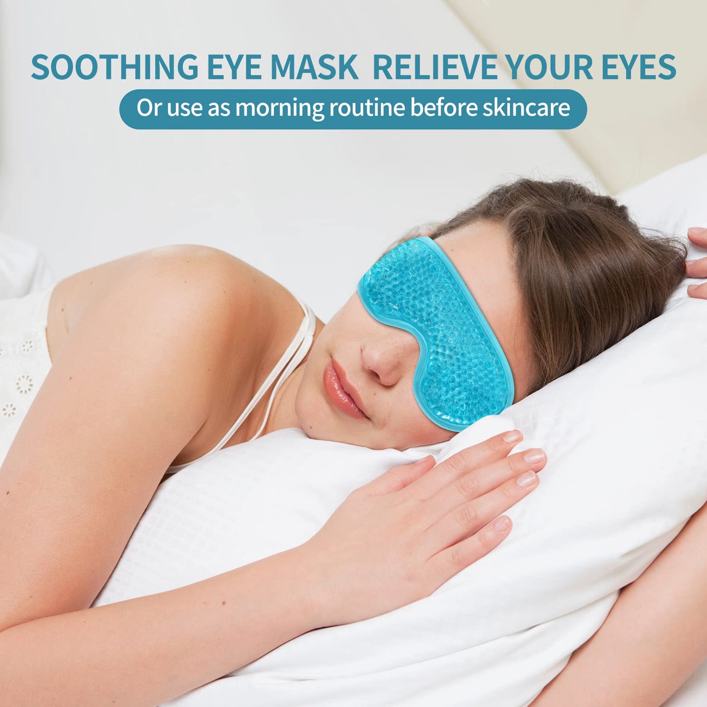 2PCS Gel Eye Mask Reusable Cold Therapy Gel Bead Eye Mask for Puffiness/Dark Circles/Eye Bags/Dry Eyes/Headaches/Migraines/Stress Relief (Blue) Beauty and Personal Care CONSGIJI