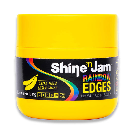 AmPro Shine-n-Jam Rainbow Edges - Curly Hair Gel for Women - Styling Gel for Women - Strengthens with Silk Protein - Banana Pudding - 4 oz Beauty & Personal Care AmPro