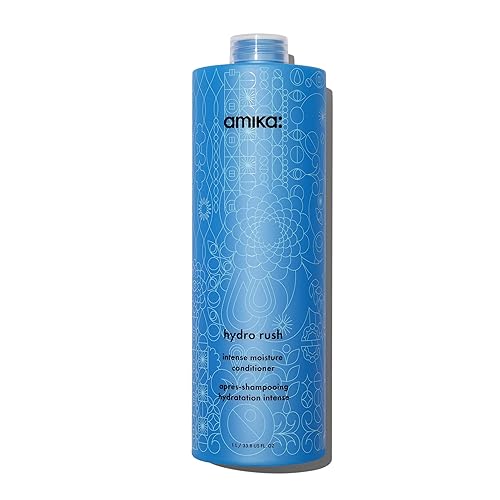 amika hydro rush intense moisture conditioner with hyaluronic acid, 1000ml | for dry, textured, or coarse hair types 2a-4c, long-lasting hydration Beauty & Personal Care Amika