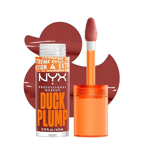 NYX PROFESSIONAL MAKEUP Duck Plump High Pigment Plumping Lip Gloss with Spicy Ginger, Vegan Lip Makeup - Brick Of Time (Rich Terracotta) Beauty & Personal Care NYX PROFESSIONAL MAKEUP