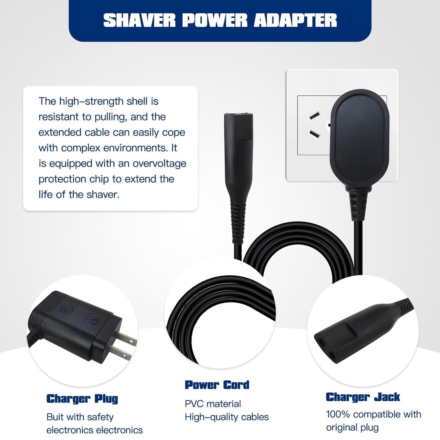 RGNEIN Optimized Electric Shaver Wall Charger Adapter Cord for Br*un 81719643 4925214 4925217 51-B1000s 51-B1200s 51-B1300s 51-B1500s 51-B1620s Beauty and Personal Care RGNEIN