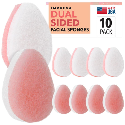 IMPRESA Facial Sponge - Daily Deep Cleansing Face Scrubber - Gentle Exfoliating Pads for Dead Skin Removal - Reusable Face Scrub Pads for Normal