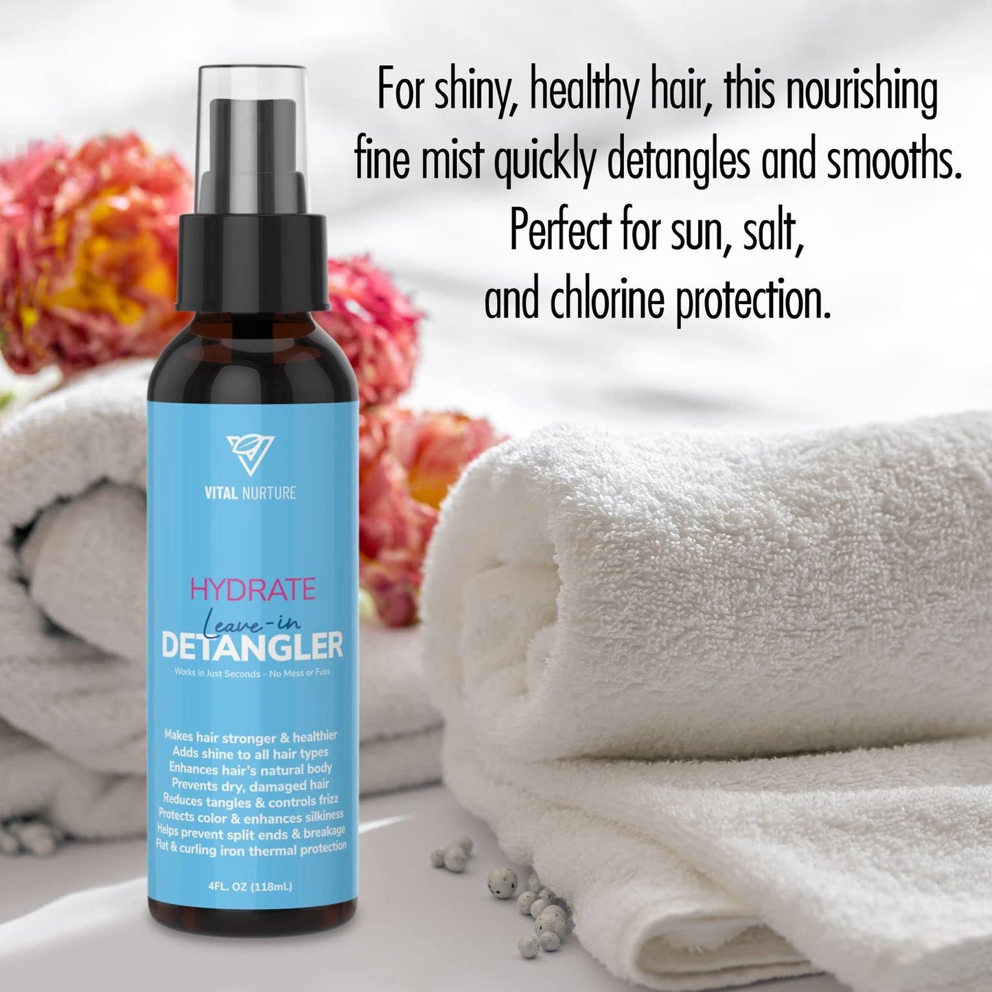 Vital Nurture Hydrate Leave-In Detangler - Adds Instant Shine to Dry and Damaged Hair - Anti-Frizz Detangling Spray with Argan Oil and Aloe Vera Beauty & Personal Care Vital Nurture