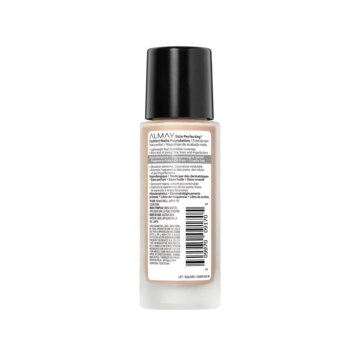 Almay Skin Perfecting Comfort Matte Foundation, Hypoallergenic, Cruelty Free, -Fragrance Free, Dermatologist Tested Liquid Makeup, Cool Nude