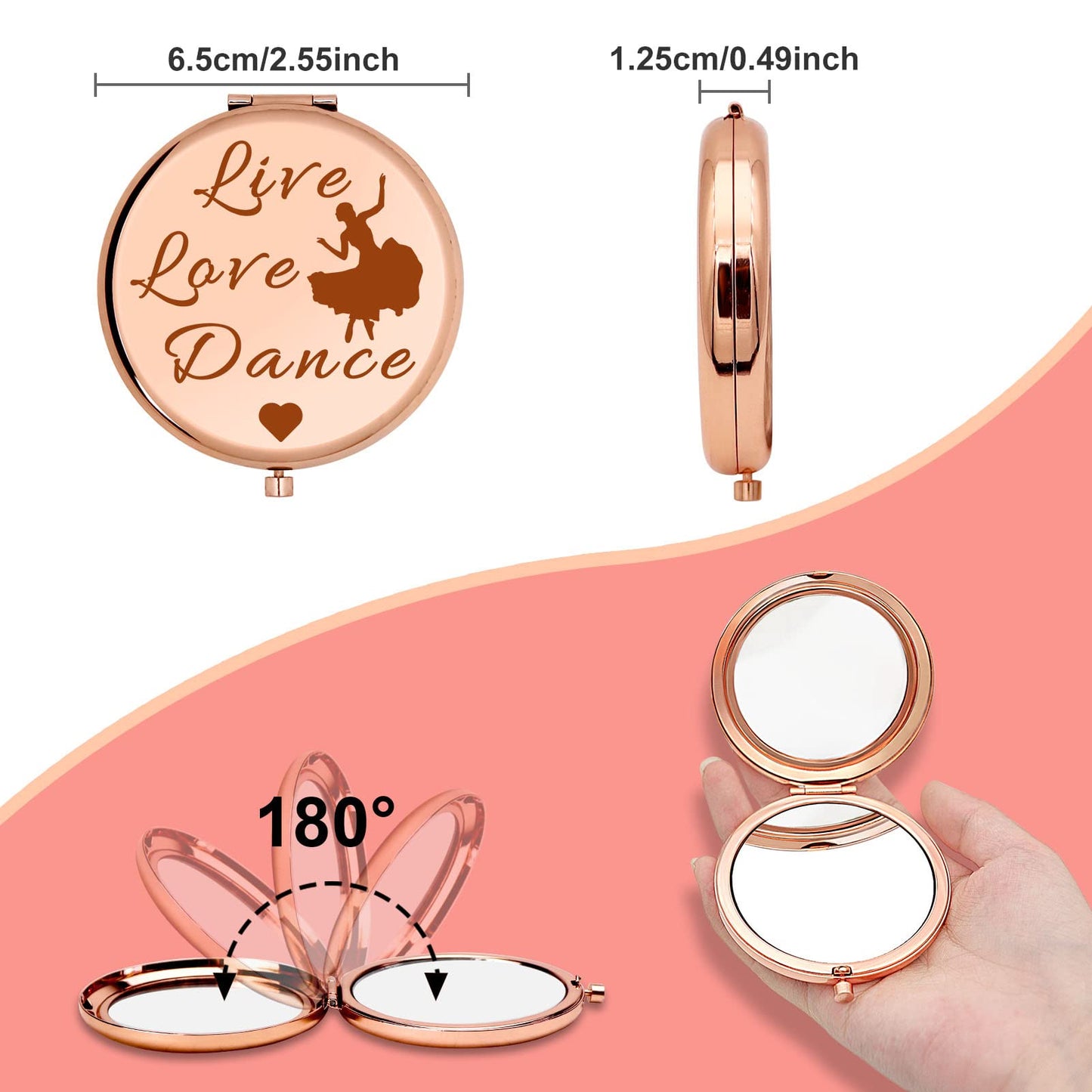 Dance Lover Gift Dance Teacher Gifts Compact Makeup Mirror Dance Gift for Ballet Girl Ballerina Dancer Daughter Graduation Birthday Gift Compact Beauty & Personal Care Gevody