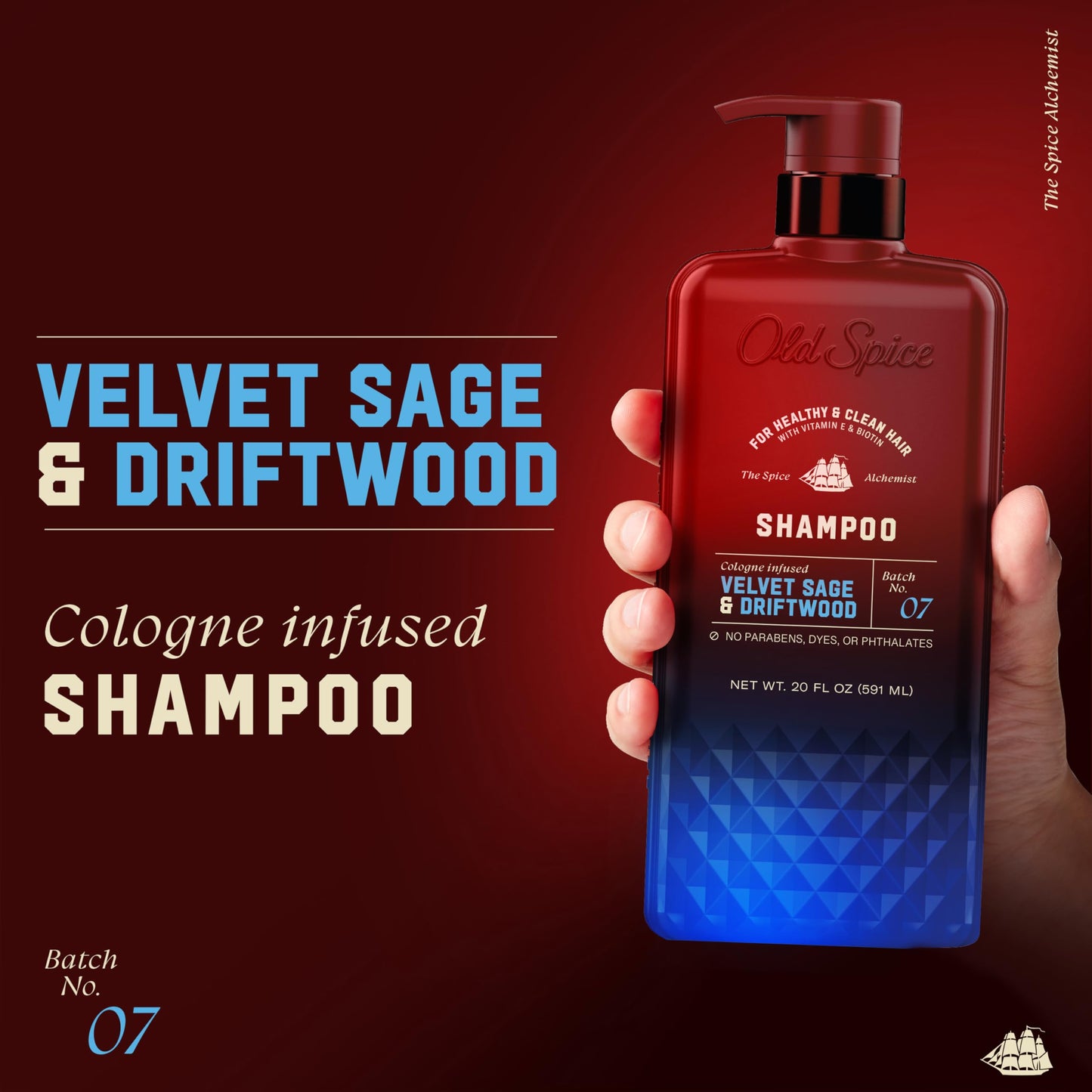 Old Spice Mens Shampoo, The Spice Alchemist Collection, 24/7 Cologne-Infused Velvet Sage & Driftwood Scent, Free of Parabens & Phthalates, 21.9 fl oz Beauty and Personal Care Old Spice