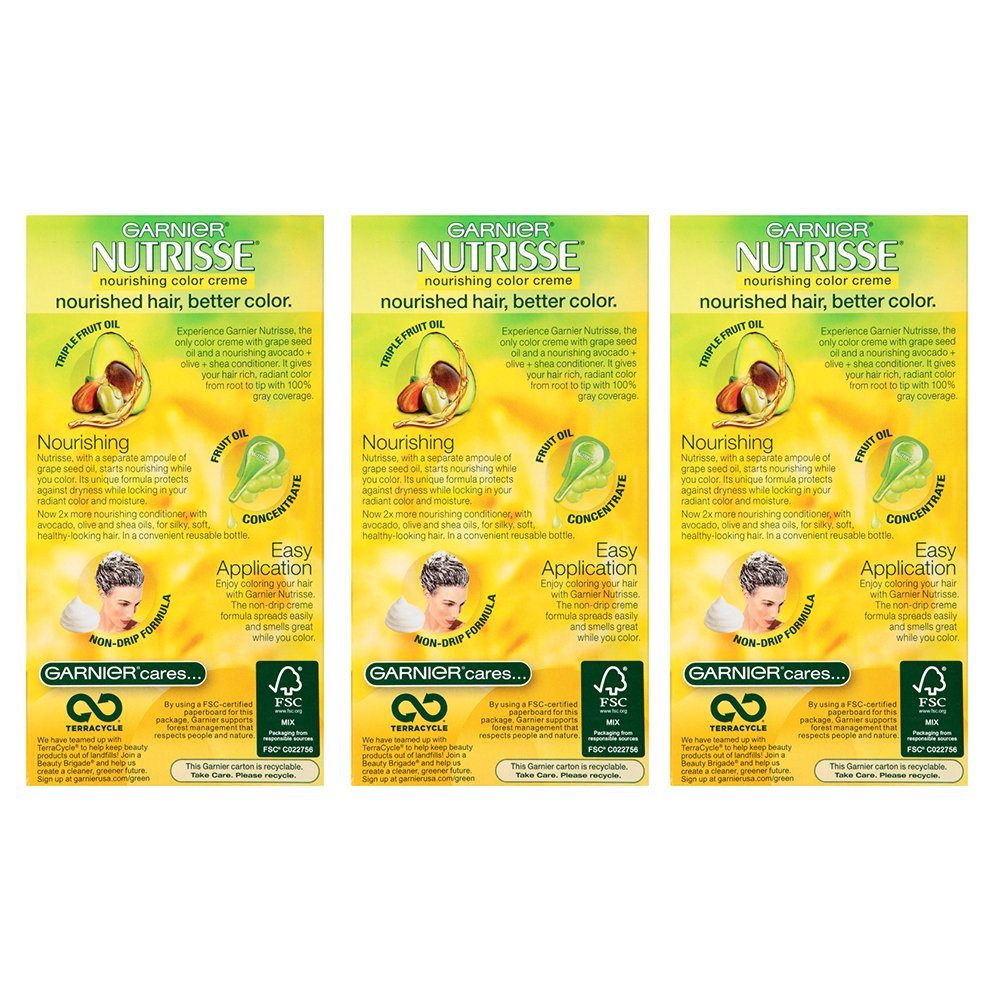Garnier Nutrisse Nourishing Hair Color Creme, 53 Medium Golden Brown (Chestnut), 3 Count Beauty & Personal Care Garnier