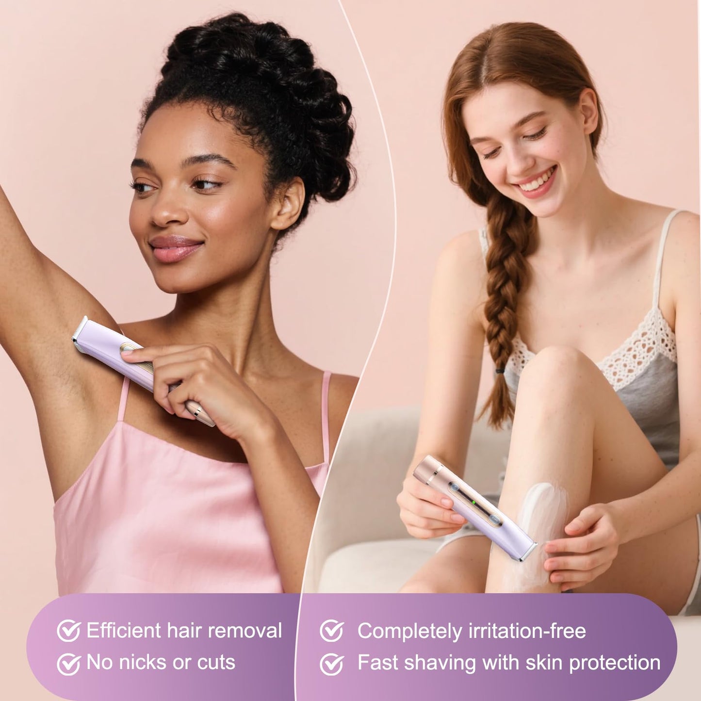 Bikini Trimmer for Women, 2 in 1 Women Electric Shaver Dual Head, Rechargeable Pubic Hair Trimmer with Waterproof, Painless Silk Glide Pro Shaver Beauty and Personal Care Siymeir