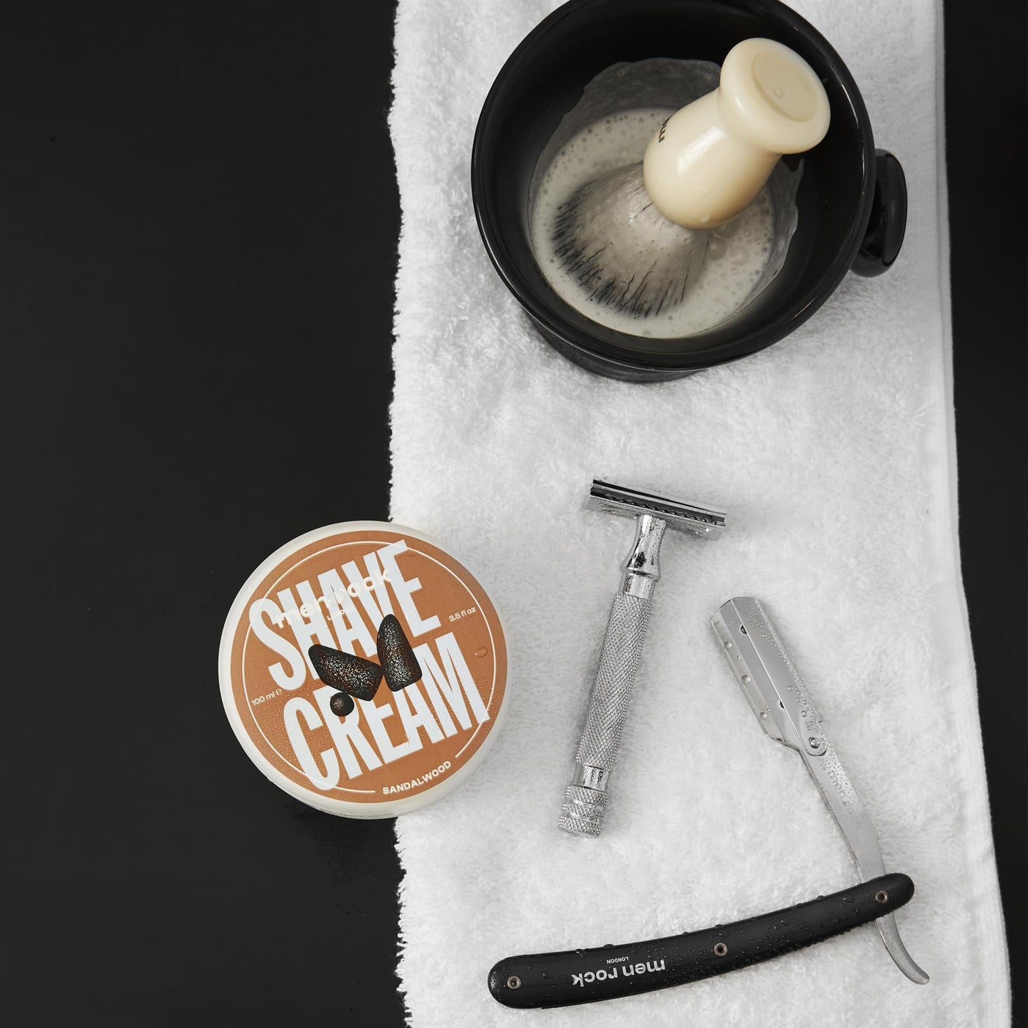 Men Rock Shave Cream - Sandalwood - Mens Shaving Cream - Moisturizing Shaving Foam for Men - Non-Drying Formula - Cruelty-Free - 3.5 oz Beauty and Personal Care Men Rock