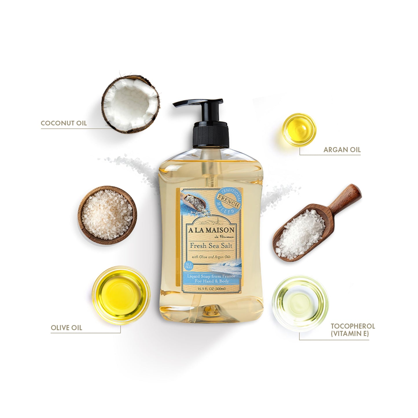 A LA MAISON Fresh Sea Salt French Liquid Hand Soap - Natural Hand Wash Made with Essential Oils - Biodegradable, Plant-Based, Vegan, Cruelty-Free Beauty & Personal Care A LA MAISON