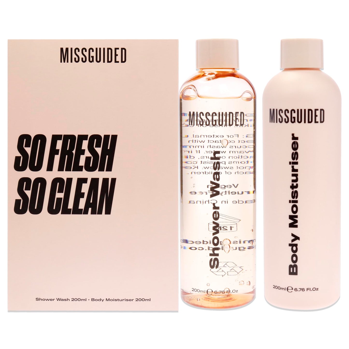 MISSGUIDED So Fresh So Clean Set for Women - 2 Pc 6.76oz Shawer Wash, 6.76oz Body Moisturizer Beauty and Personal Care MISSGUIDED