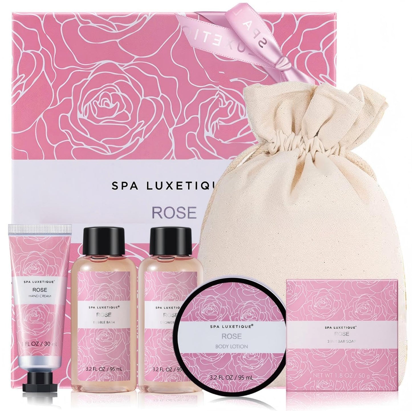 Spa Luxetique Gifts for Women, Bath and Body Gifts Set 6pcs Gift Baskets Rose Bath Sets for Women Valentine's Day Gifts for Her Beauty & Personal Care spa luxetique