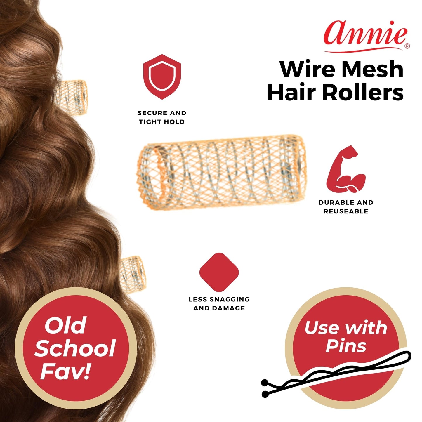 Annie 1-1/2" XL Wire Mesh Hair Rollers - 12 Pcs. Beauty & Personal Care Annie