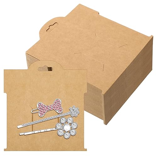 50 Pcs Hair Clip Display Cards 4.75 x 5.25 Inch Kraft Hair Bow Holder Cards Brown Bow Display Rectangular Clip Collecting Cardboard for Barrettes Beauty & Personal Care Geyee
